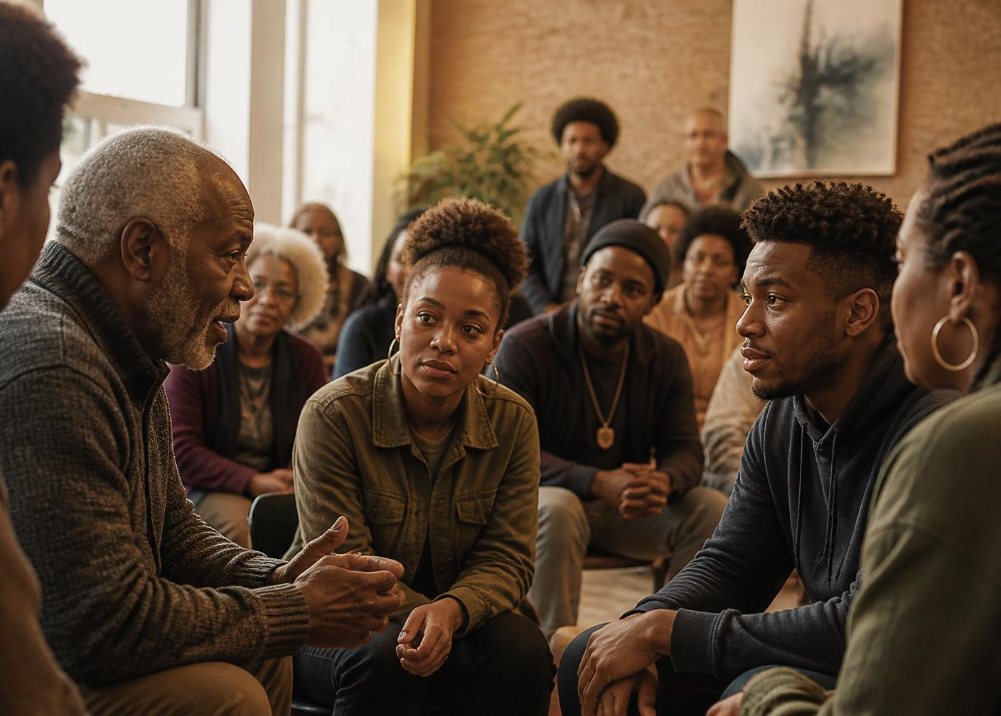 Community members in conversation